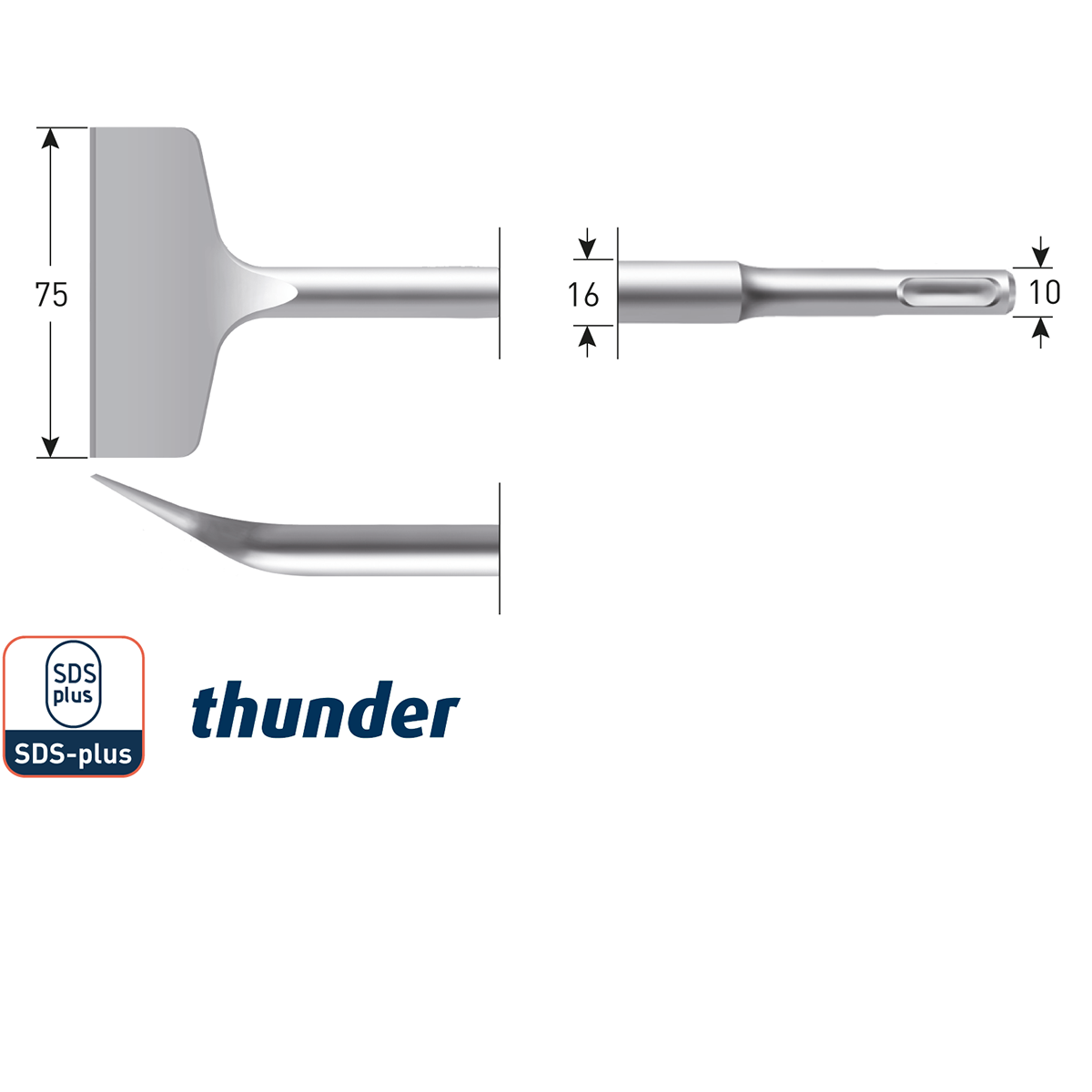 SDS-plus spadebeitel, Thunder, 75x165 - M&H