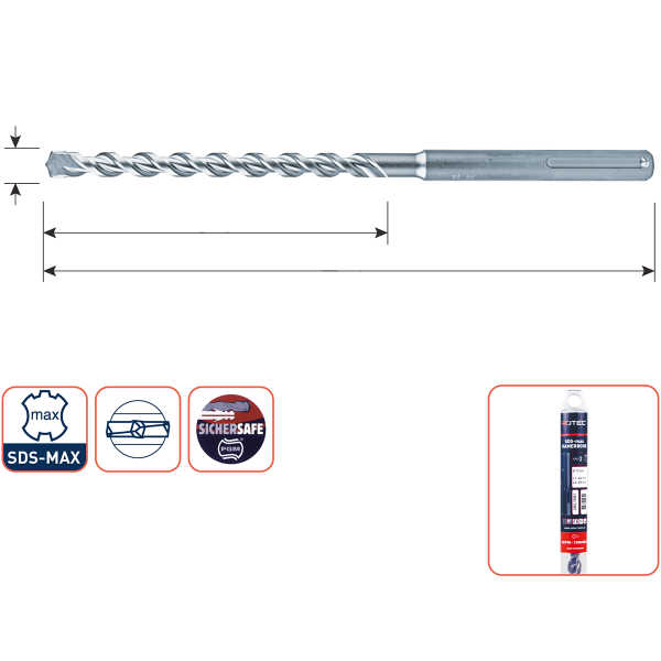 Hamerboor, SDS-max, 2-snijder